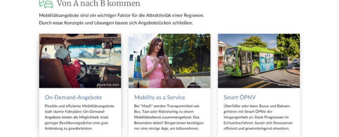Beispielhafte Übersicht über Themen für Landkreise, zu denen sie über die Plattform Informationen erhalten.