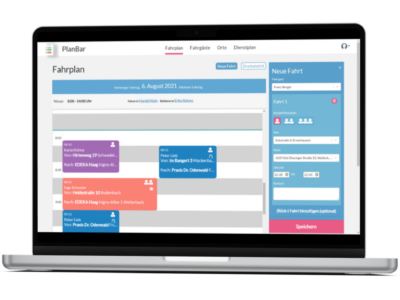 Bildschirm, auf dem die digitale Lösung PlanBar geöffnet ist.