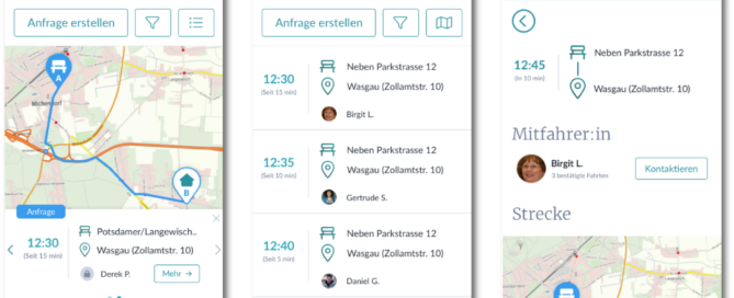 Ausschnitt aus den ersten Mockups für die digitale Lösung