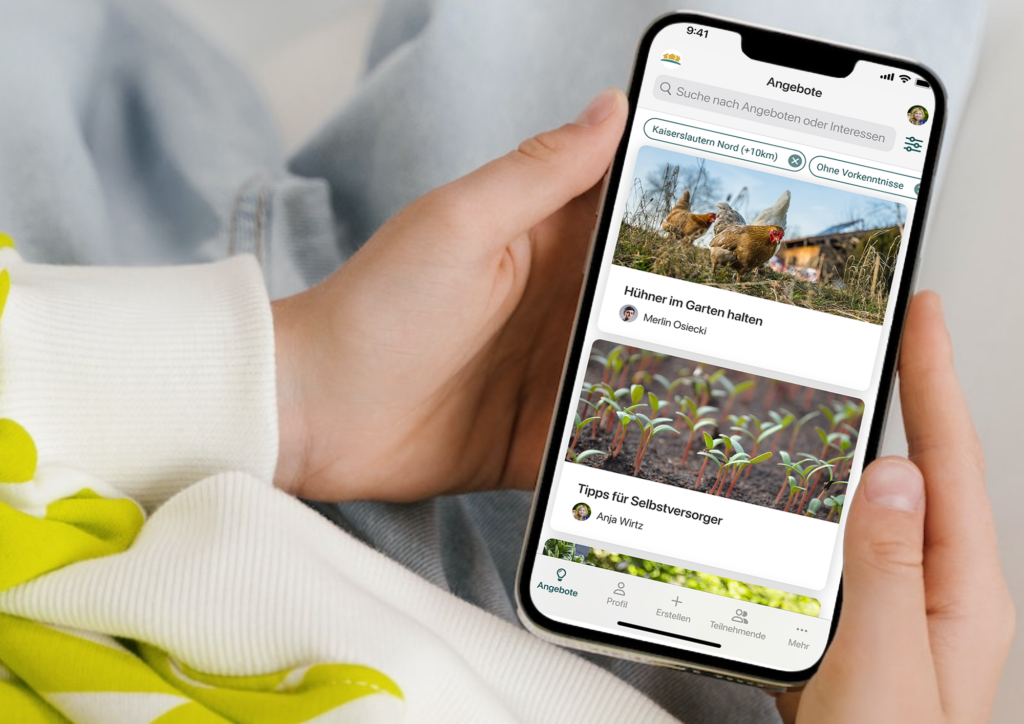 Handy, auf dem die App kuubu geöffnet ist.